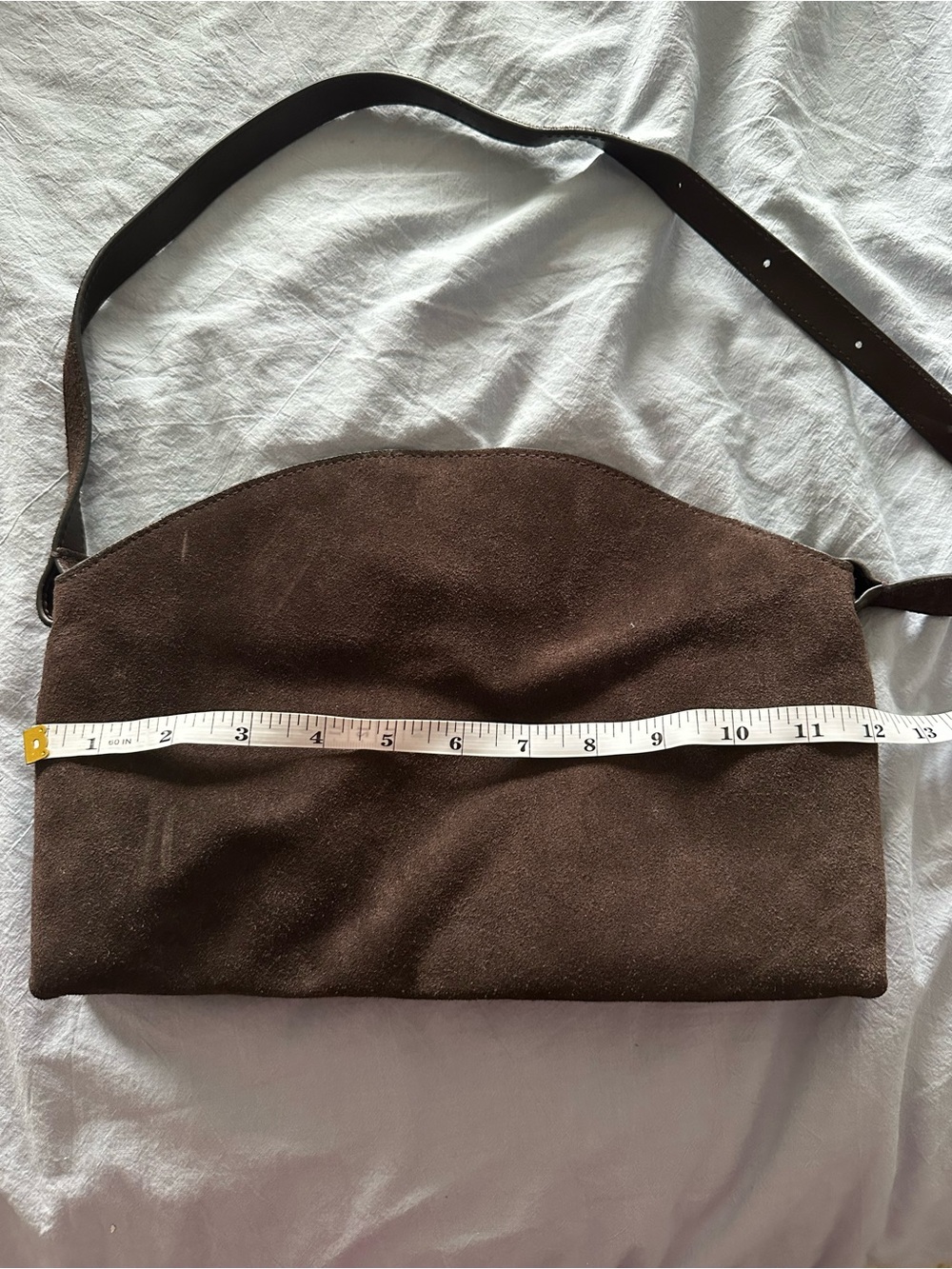 Women’s Suede Shoulder Bag in Dark Brown - Picture 4 of 9